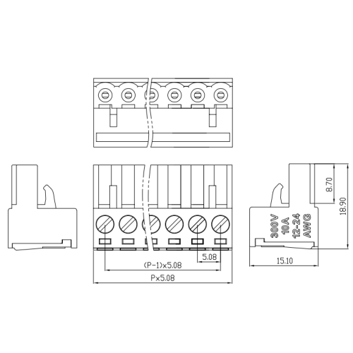 Pitch de 5,08 mm Fil enfichable à borne de fil Borlier DIN Rail DIN Type XK2EDG-UVK-5.08 mm